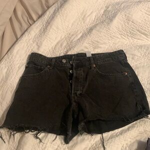 Black denim shorts